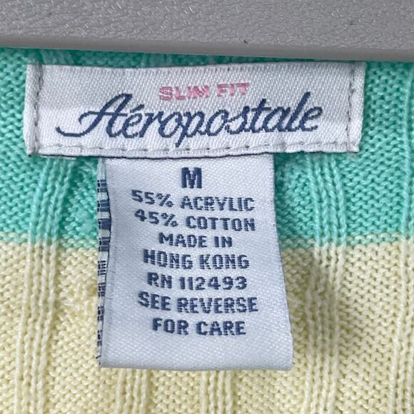 Vtg 90s Y2k Aeropostale Pastel Stripe Sweater Whimsy Kawaii Cutecore Preppy M - Picture 3 of 4
